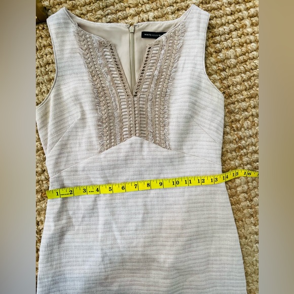 WHBM 00 Tan Natural Tweed Linen Blend Sleeveless Sheath Dress - Picture 13 of 15